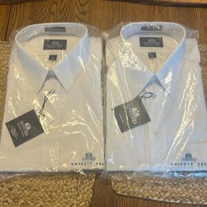 Stafford White wrinkle free two dress shirts